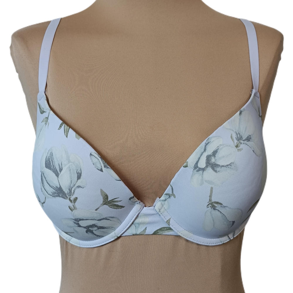 Vince Camuto Padded‎ Bra Womens 36C Light Purple Floral Adjustable Strap 3 Clasp